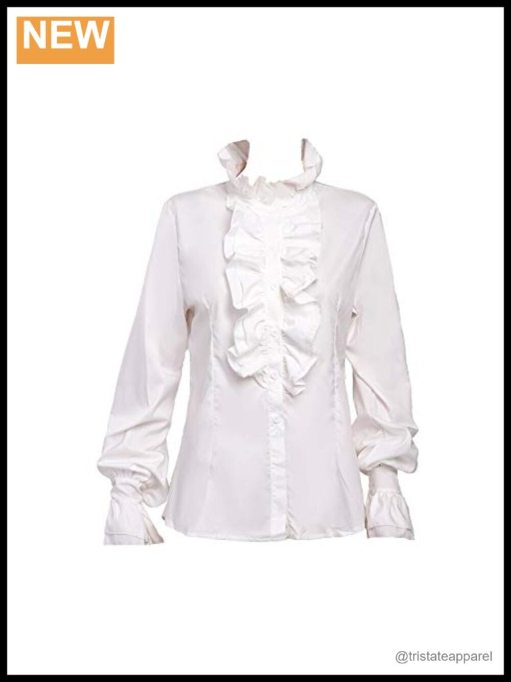 Victorian Gothic Ruffled Blouse Button Down Shirt Cotton Polyester
